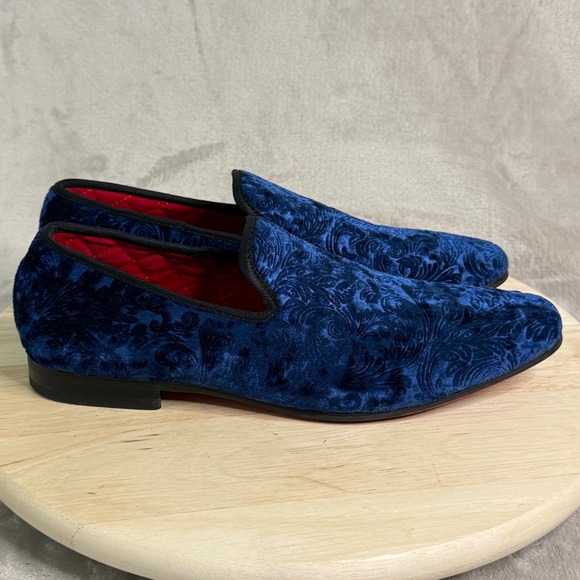 La Milano Broderick II Mens Blue Velvet Paisley Loafers Dress Shoes Size 10 main image 11